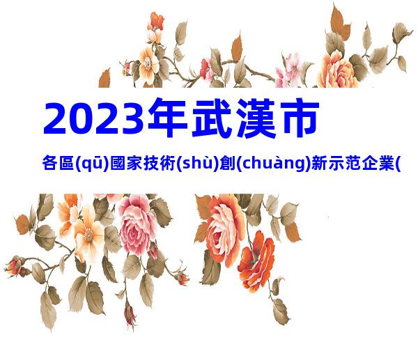 2023年武漢市各區(qū)國家技術(shù)創(chuàng)新示范企業(yè)認定及復(fù)核評價時間、流程